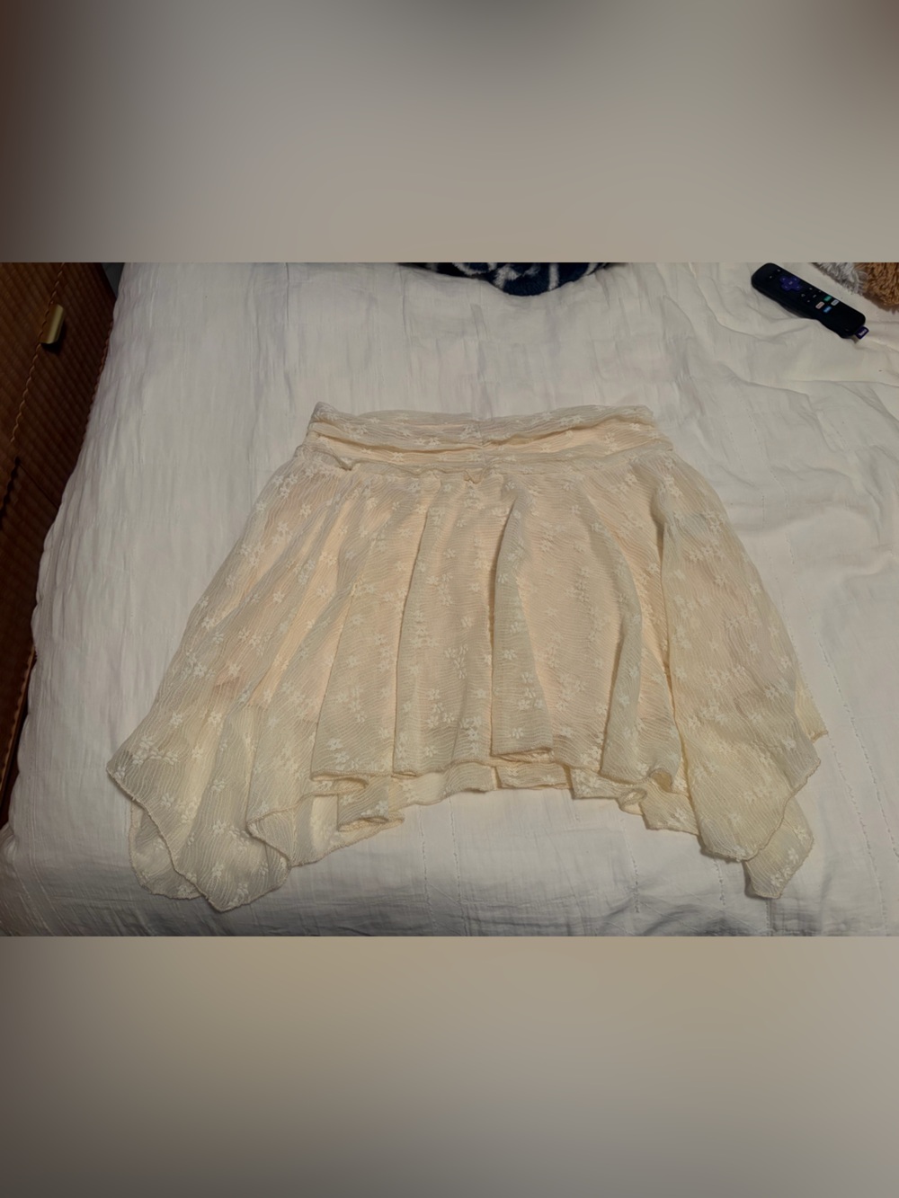 SHEIN Cream Ruffled Off-Shoulder Crop Top